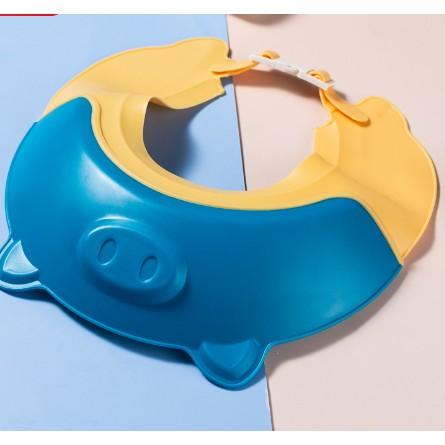 Protectie Baie Pentru Copii Impotriva Samponului, Fippy, Model Purcelus, Dimensiune ajustabila, Durabil, Usor de curatat, De protectie la dus, baie, TPE+PP, Albastru-0