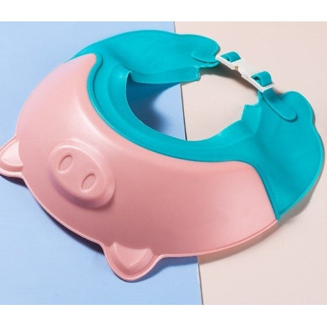 Protectie Baie Pentru Copii Impotriva Samponului, Fippy, Model Purcelus, Dimensiune ajustabila, Durabil, Usor de curatat, De protectie la dus, baie, TPE+PP, Roz-0