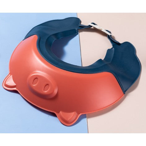 Protectie Baie Pentru Copii Impotriva Samponului, Fippy, Model Purcelus, Dimensiune ajustabila, Durabil, Usor de curatat, De protectie la dus, baie, TPE+PP, Rosu-0