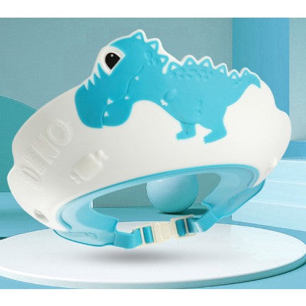 Protectie Baie Pentru Copii Impotriva Samponului, Fippy, Model Dinozaur, Dimensiune ajustabila, Durabil, Usor de curatat, De protectie la dus, baie, TPE+PP, Albastru-0