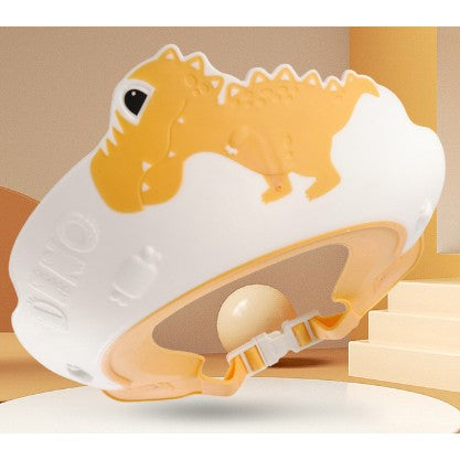 Protectie Baie Pentru Copii Impotriva Samponului, Fippy, Model Dinozaur, Dimensiune ajustabila, Durabil, Usor de curatat, De protectie la dus, baie, TPE+PP, Galben-0