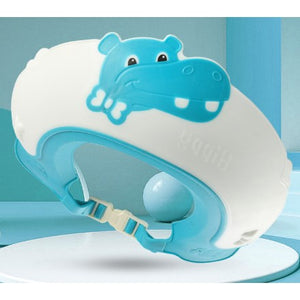 Protectie Baie Pentru Copii Impotriva Samponului, Fippy, Model Hipopotam, Dimensiune ajustabila, Durabil, Usor de curatat, De protectie la dus, baie, TPE+PP, Albastru-0