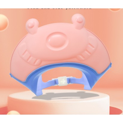 Protectie Baie Pentru Copii Impotriva Samponului, Fippy, Model Broasca, Dimensiune ajustabila, Durabil, Usor de curatat, De protectie la dus, baie, TPE+PP, Roz-0