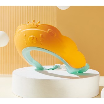 Protectie Baie Pentru Copii Impotriva Samponului, Fippy, Model Leu si Coroana, Dimensiune ajustabila, Durabil, Usor de curatat, De protectie la dus, baie, TPE+PP, Portocaliu-0
