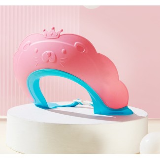 Protectie Baie Pentru Copii Impotriva Samponului, Fippy, Model Leu si Coroana, Dimensiune ajustabila, Durabil, Usor de curatat, De protectie la dus, baie, TPE+PP, Roz-0