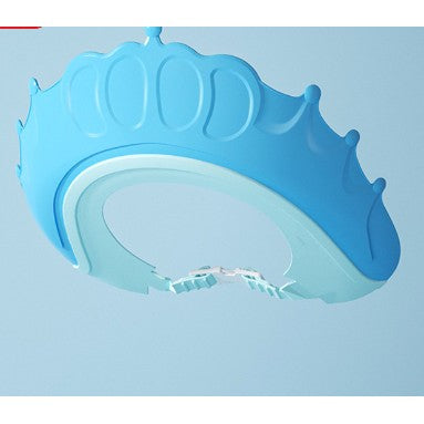 Protectie Baie Pentru Copii Impotriva Samponului, Fippy, Model Coroana, Dimensiune ajustabila, Durabil, Usor de curatat, De protectie la dus, baie, TPE+PP, Albastru-0
