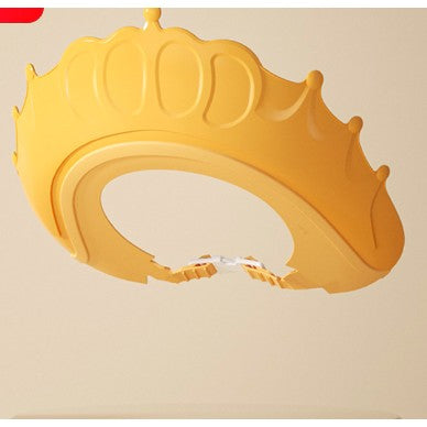 Protectie Baie Pentru Copii Impotriva Samponului, Fippy, Model Coroana, Dimensiune ajustabila, Durabil, Usor de curatat, De protectie la dus, baie, TPE+PP, Galben-0