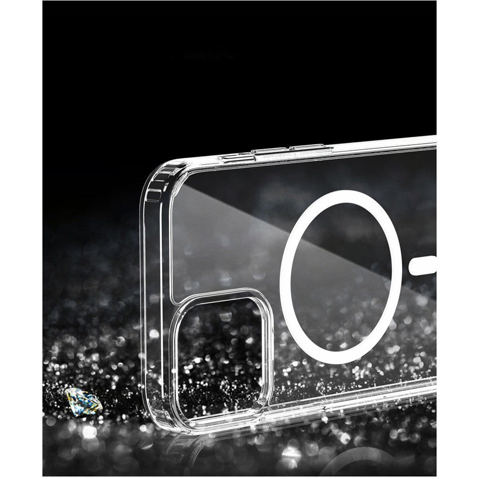 Husa protectie Flippy pentru iPhone 13 Mag Safe, 2 in 1 incarcare si magnet, Silicon si Acril, Transparenta-4