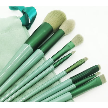 Set 13 pensule pentru machiaj, Flippy, super soft, makeup profesional/incepatori, verde-7