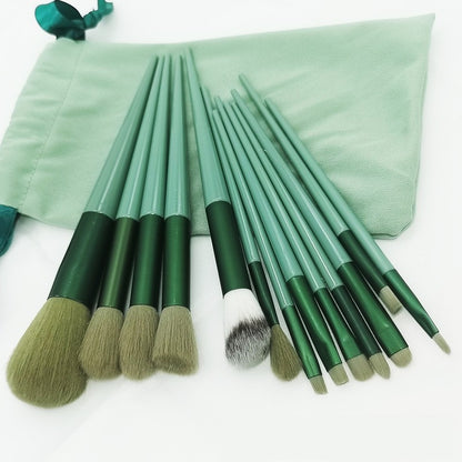 Set 13 pensule pentru machiaj, Flippy, super soft, makeup profesional/incepatori, verde-8