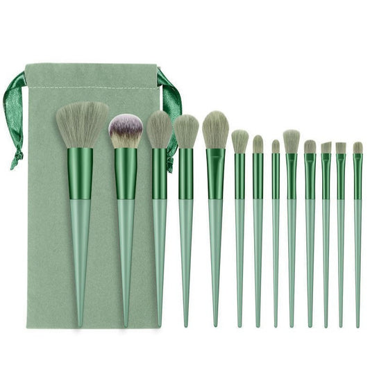 Set 13 pensule pentru machiaj, Flippy, super soft, makeup profesional/incepatori, verde-0