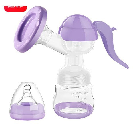 Pompa de San Manuala Multifunctionala, Flippy, Portabila, cu Tetina pentru Biberon, Anti-Scurgere, Anti-Reflux, 17x18 cm, 150 mL, Silicon, Recipient Transparent, Mov-0