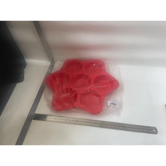 Forma din Silicon pentru Hamburgeri, Flippy, cu 7 Locuri, pentru Copt, Rosu-1