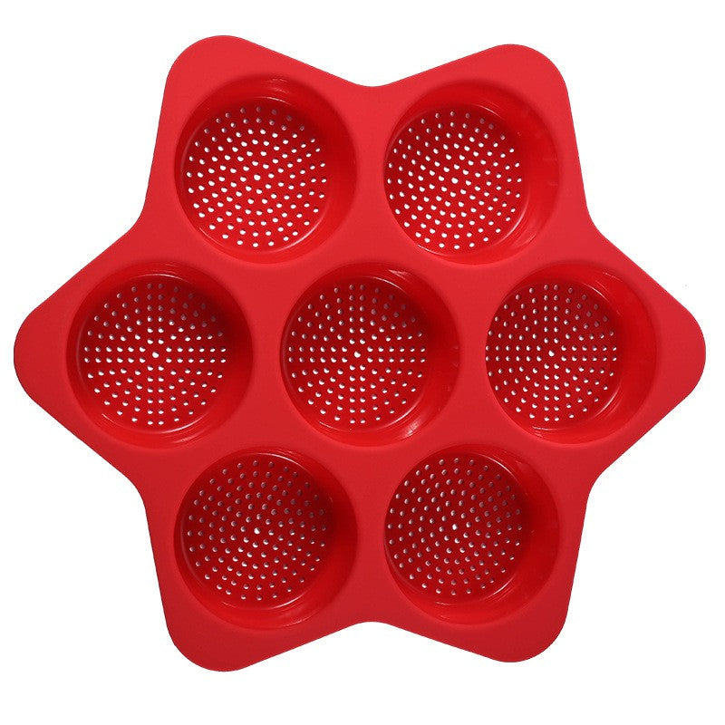 Forma din Silicon pentru Hamburgeri, Flippy, cu 7 Locuri, pentru Copt, Rosu-0