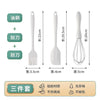 Set 3 Ustensile de Bucatarie, Flippy, din Silicon si Inox, Mini Spatula, Tel, Perie pentru Ulei, Termorezistente, Antiaderente, Alb-0