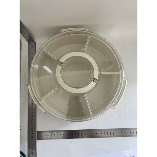 Cutie de Depozitare pentru Alimente, Flippy, cu 6 Compartimente, pentru Condimente, Fructe, Legume, cu Manere de Prindere, Rotativa 360 de Grade, Inchidere Ermetica, 32x8 cm, Alba-1