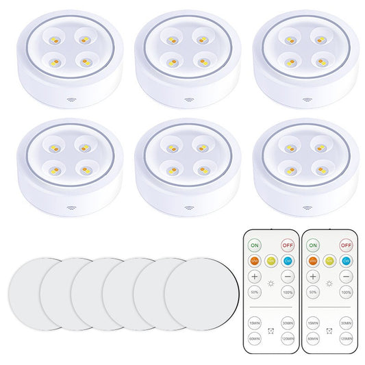 Set de 6 Lampi Led Flippy, Fara Fir, Cu Baterii, 3 Culori de Lumina, cu 2 Telecomenzi, din Plastic, Alb-0