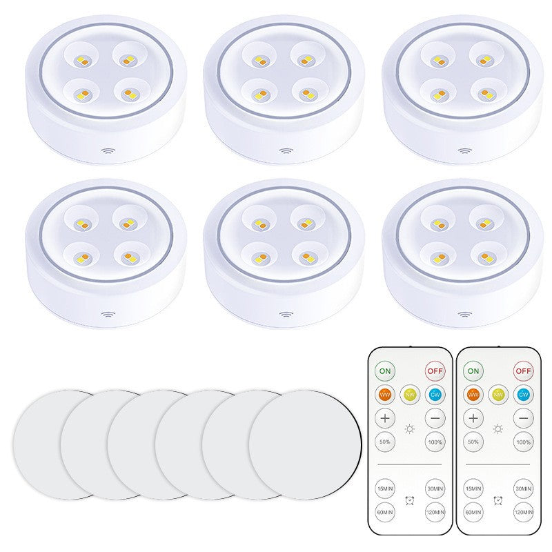 Set de 6 Lampi Led Flippy, Fara Fir, Cu Baterii, 3 Culori de Lumina, cu 2 Telecomenzi, din Plastic, Alb-0