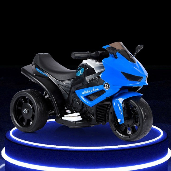 Motocicletă Electrică cu 3 Roti, Flippy, Acumulator Încarcare, Anti-Rasturnare, Lumini, Sunete, Off-Road, Baterie 6V 4.5Ah, 66x34x43cm, Albastru-3