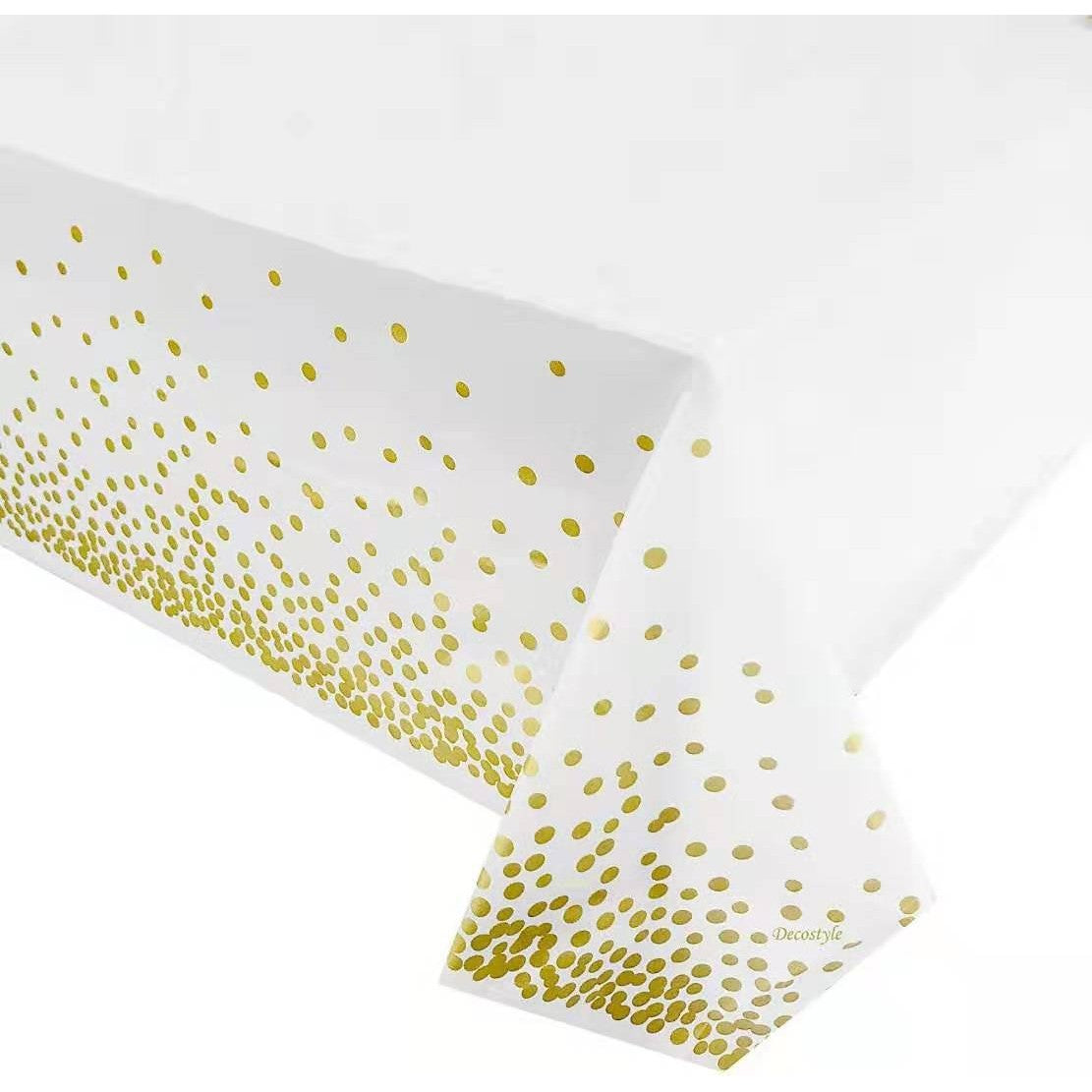 Fata de masa dreptunghiulara, Flippy, Impermeabila, Anti-pete, Pentru petreceri, nunti, botezuri, decoratiuni, 274x137cm, Gold/ Alb-0