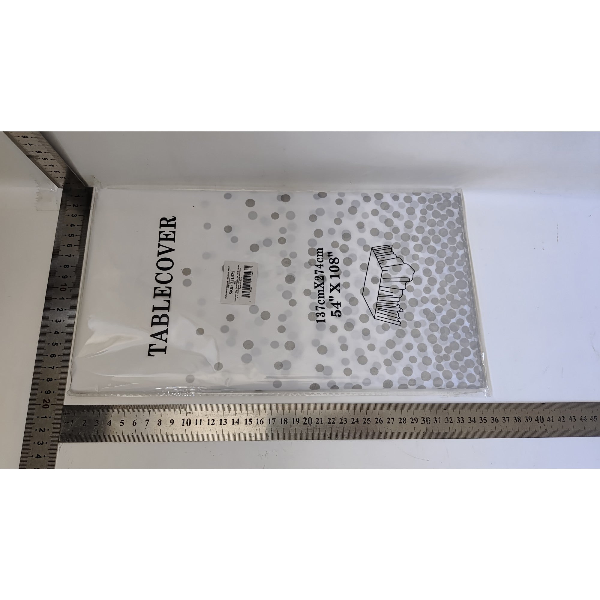 Small polka dot disposable tablecloth + printed silver polka dot-1