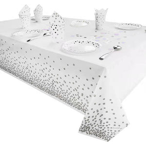 Small polka dot disposable tablecloth + printed silver polka dot-0