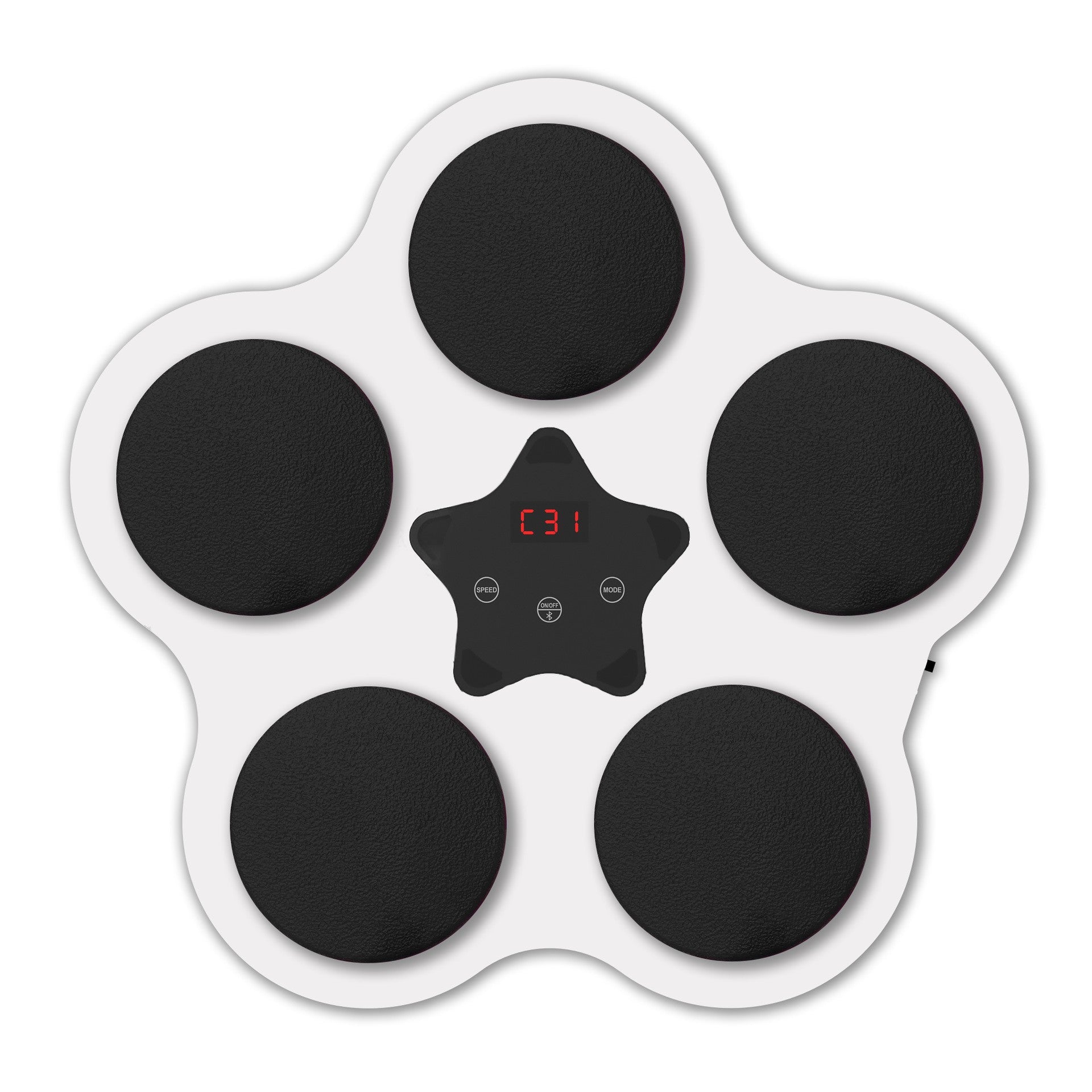 Jucarie de Boxat cu Muzica si Lumini, Flippy, Bluetooth, Incarcare USB, Aplicare cu Ventuze, 5 Tinte, 40x38x8 cm, 930 g, Alb-0