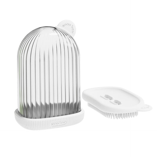 Sapuniera de Calatorie, Flippy, Suport pentru Sapun cu Scurgere a Apei, Recipient cu Capac Depozitare, Savoniera pentru Baie, 12.6x6.1x8.4cm, Alb-0
