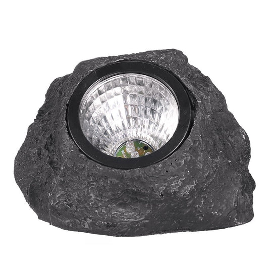 Lampa solara LED decorativa pentru gradina Flippy, imitatie piatra, lumina puternica 4 LED-uri, 12 x 15 cm, material ABS, baterie Ni-MH, 600 mAh, panou solar 2V, lumina alb rece, gri-0