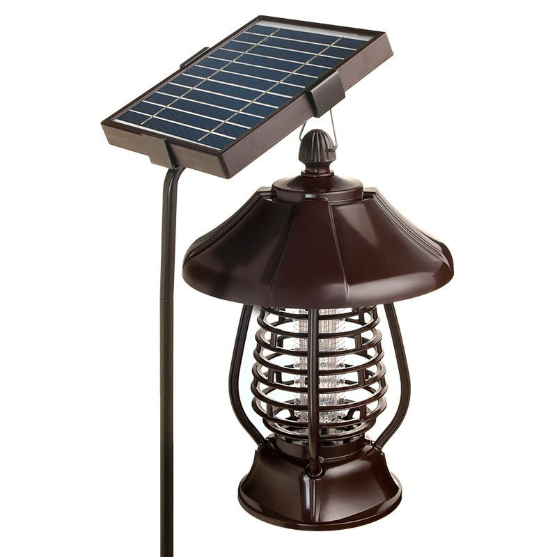 Lampa solara pentru gradina, anti-insecte, tantari, muste, UV, LED, material ABS, putere 5W, 1.2 V, autonomie 8 ore, 2 moduri de functionare, IP65, electric shock 380 volti, 30 x 19.5 cm, maro-9