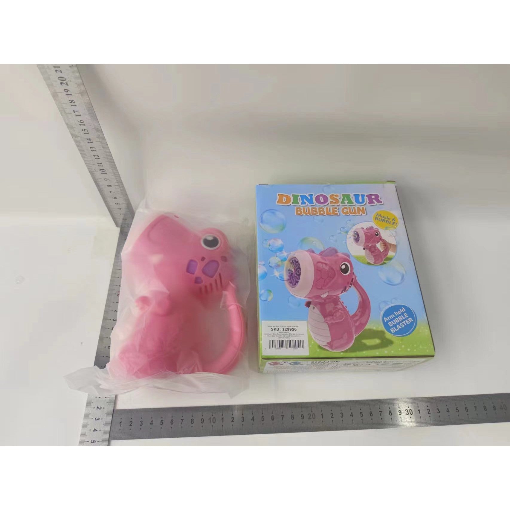 Jucarie Interactiva pentru Baloane de Sapun, Flippy, Sunete si Lumini, Model Dinozaur, cu 8 Orificii, Roz-1