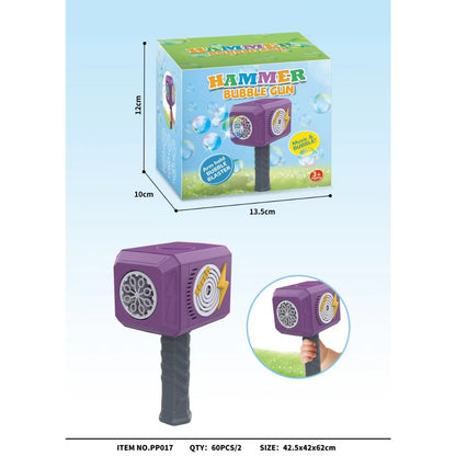 Jucarie Interactiva pentru Baloane de Sapun, Flippy, Sunete si Lumini, Model Ciocan, cu 8 Orificii, Mov-0