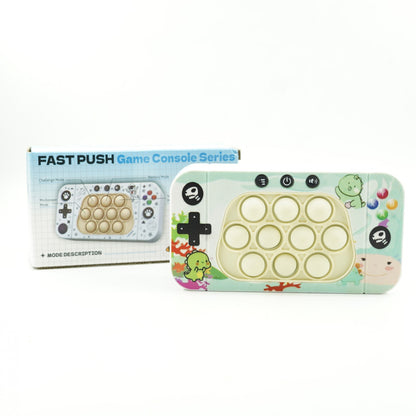 Jucarie interactiva tip consola pentru copii Flippy, speed push whack-a-mole, joc de viteza pop it, material ABS/silicon, cu nivele, sunete si lumini, 15.5 x 7.6 x 5.3 cm, model dinozaur, verde-3