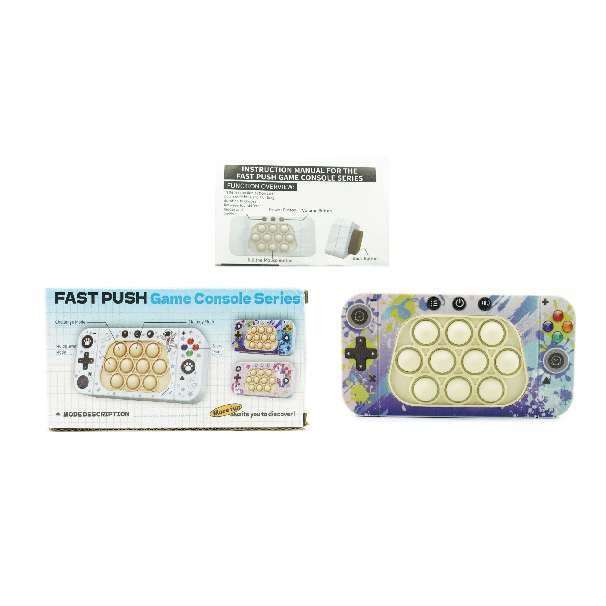 Jucarie interactiva tip consola pentru copii Flippy, speed push whack-a-mole, joc de viteza pop it, material ABS/silicon, cu nivele, sunete si lumini, 15.5 x 7.6 x 5.3 cm, model culori, multicolor-1
