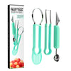 Ustensila bucatarie 4 in 1 pentru taiat si decorat fructe Flippy, material inox si plastic, compact, 28x6.2 cm, verde-0