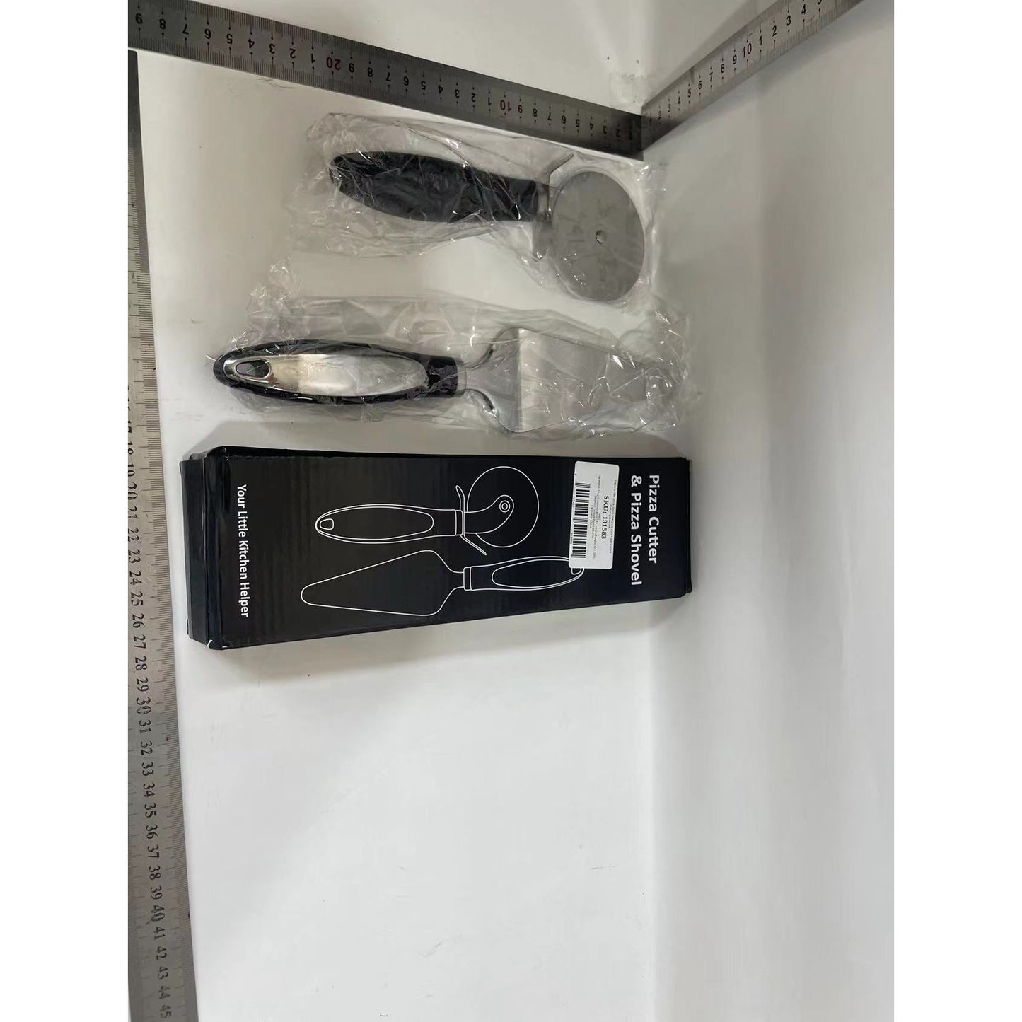 Set Feliator de Pizza si Spatula, Flippy, Otel Inoxidabil, Manere Negre-1