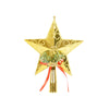 Varf decorativ de brad, Auriu, in forma de Stea, cu decoratiune Merry Christmas, din Plastic, 18.5 x 15 cm, Interior,Exterior, Flippy-0