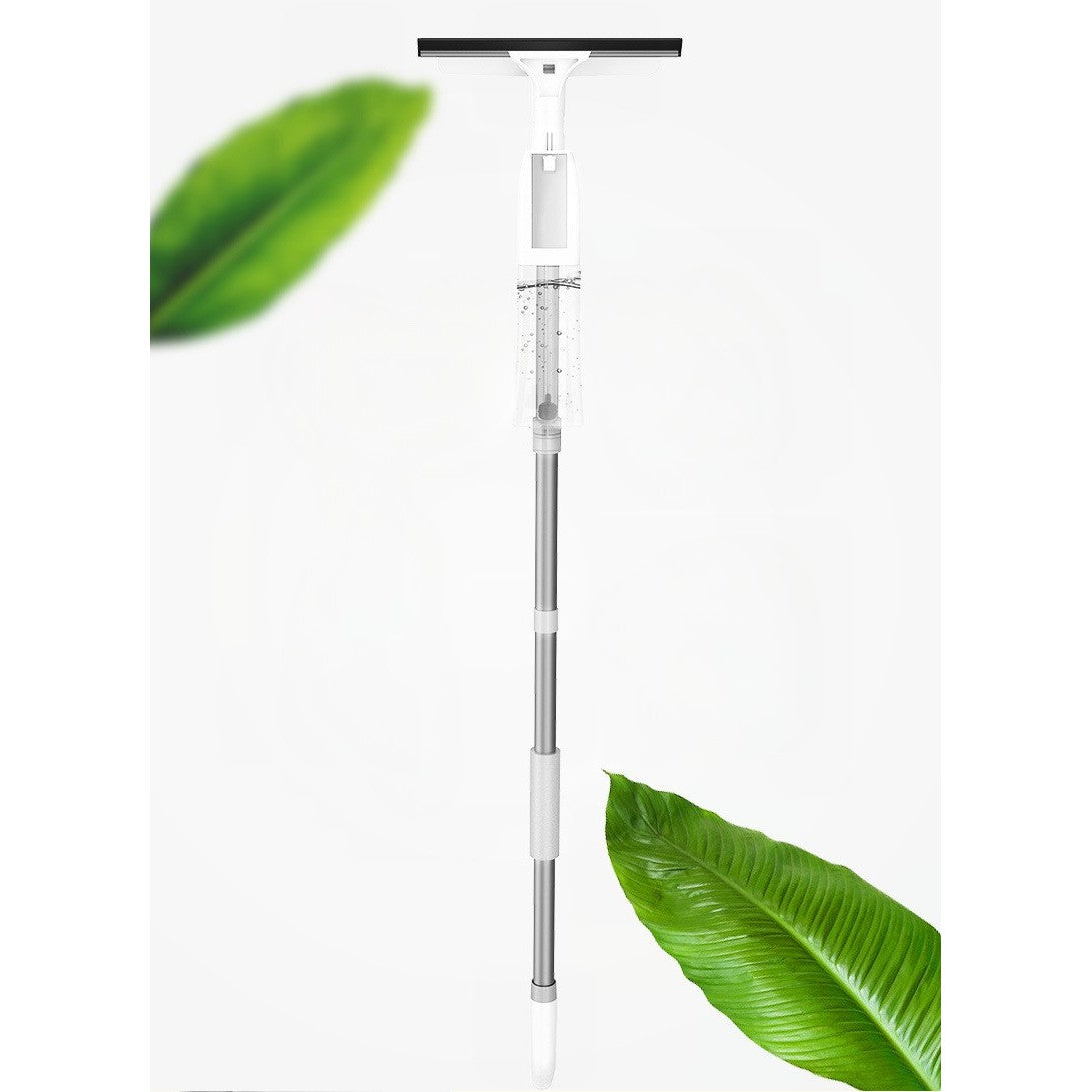 Stergator de Geamuri Flippy, cu Doua Fete, Tija Telescopica, cu Recipient de Lichid, Laveta din Microfibra, Racleta Silicon, 120 cm, Alb-4