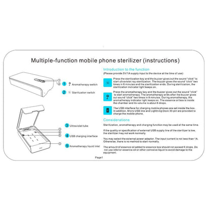 Sterilizator UV Alb pentru telefoane, cu functie difuzor aromatherapy si incarcare USB-1