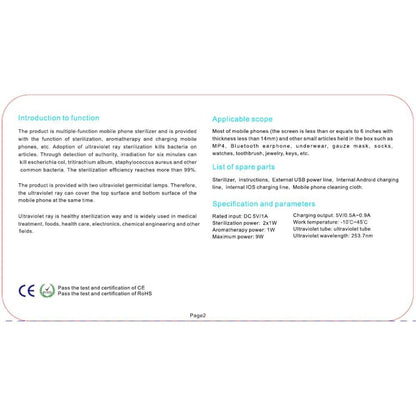 Sterilizator UV Alb pentru telefoane, cu functie difuzor aromatherapy si incarcare USB-2