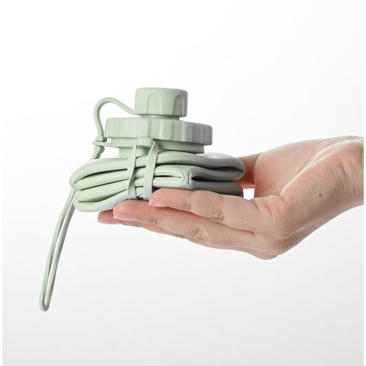 Sticla de apa pliabila Flippy, din silicon,reutilizabila, rezistenta la temepreturi ridiate, usor de depozitat si carat, 22 x 7.8 cm, 600 ml, verde-1