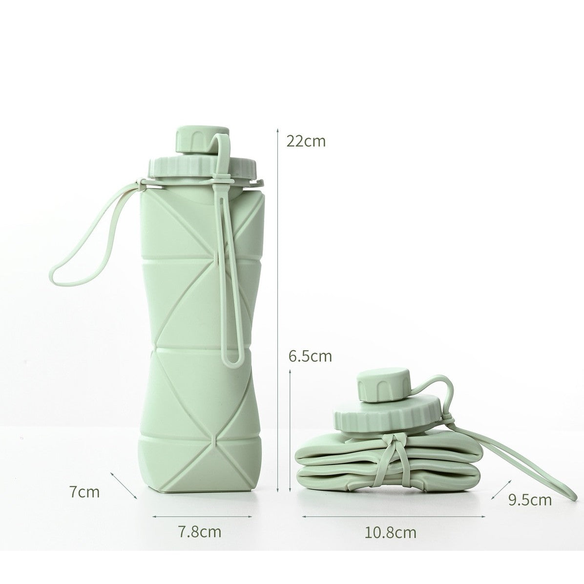 Sticla de apa pliabila Flippy, din silicon,reutilizabila, rezistenta la temepreturi ridiate, usor de depozitat si carat, 22 x 7.8 cm, 600 ml, verde-5