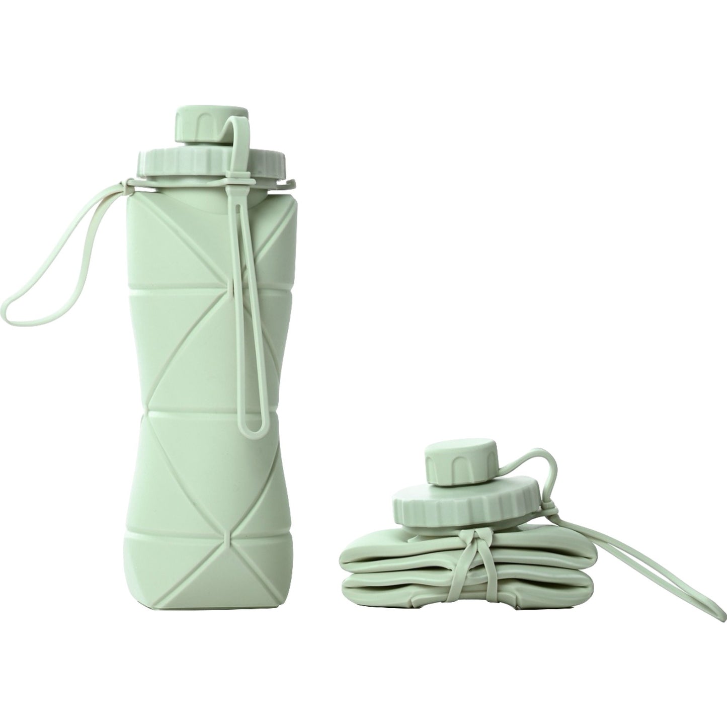 Sticla de apa pliabila Flippy, din silicon,reutilizabila, rezistenta la temepreturi ridiate, usor de depozitat si carat, 22 x 7.8 cm, 600 ml, verde-0