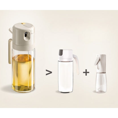 Dispenser pentru Ulei, Flippy, prin Curgere si Pulverizare, Deschidere si Inchidere Automata a Rezervorul, 550mL, 11.4x7.8x22.8cm, Gri-4