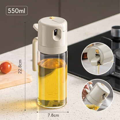 Dispenser pentru Ulei, Flippy, prin Curgere si Pulverizare, Deschidere si Inchidere Automata a Rezervorul, 550mL, 11.4x7.8x22.8cm, Gri-5