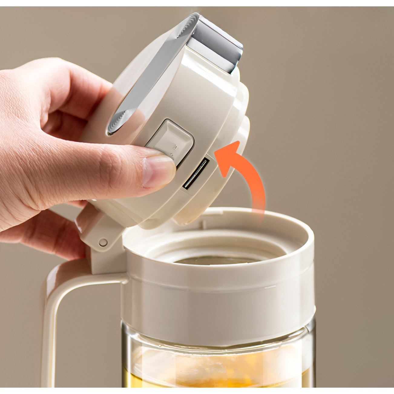 Dispenser pentru Ulei, Flippy, Deschidere si Inchidere Automata a Rezervorul, cu Inductie Gravitationala, 550 ml, 12x7.6x20.5 cm, Alb-6