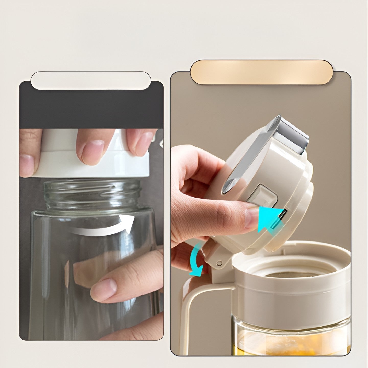 Dispenser pentru Ulei, Flippy, Deschidere si Inchidere Automata a Rezervorul, cu Inductie Gravitationala, 550 ml, 12x7.6x20.5 cm, Alb-11