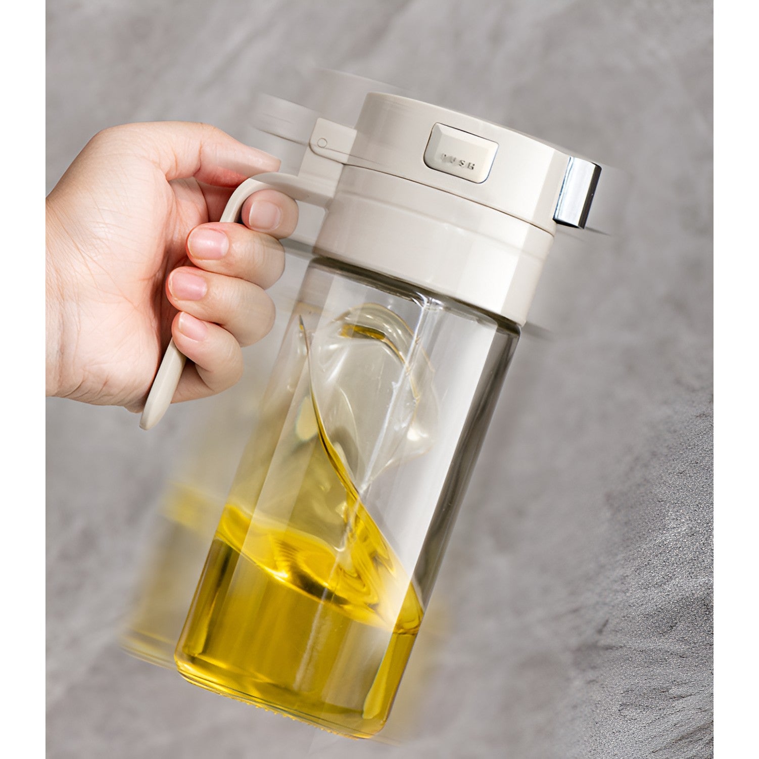 Dispenser pentru Ulei, Flippy, Deschidere si Inchidere Automata a Rezervorul, cu Inductie Gravitationala, 550 ml, 12x7.6x20.5 cm, Alb-14