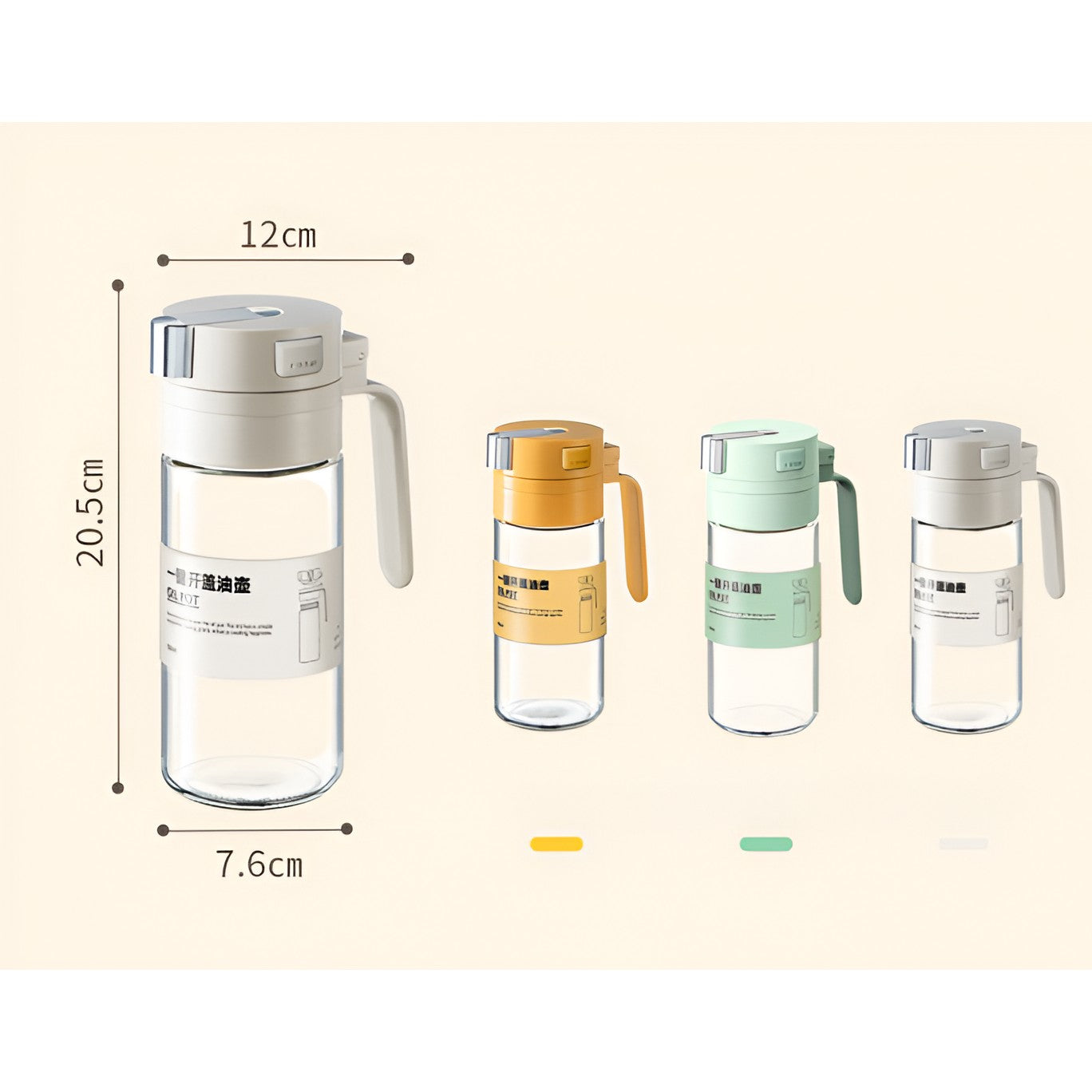 Dispenser pentru Ulei, Flippy, Deschidere si Inchidere Automata a Rezervorul, cu Inductie Gravitationala, 550 ml, 12x7.6x20.5 cm, Verde-1
