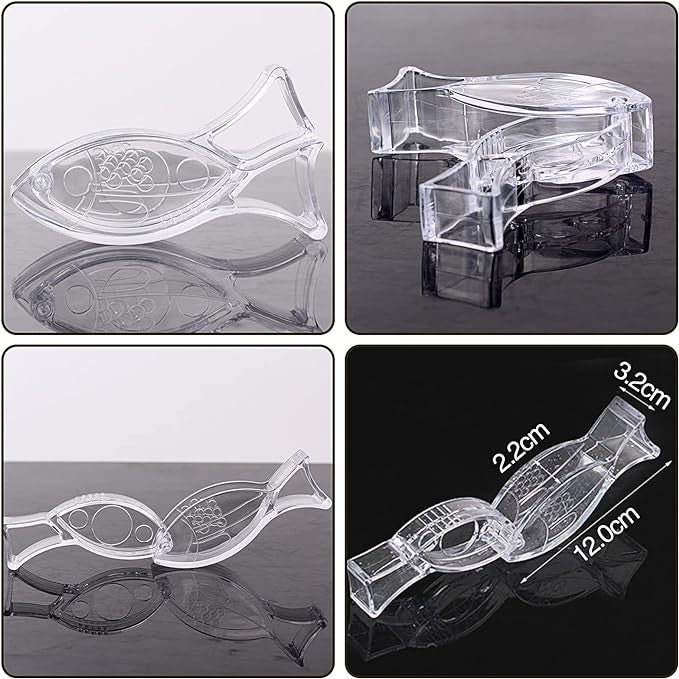 Storcator de Citrice Manual, Flippy, Rezistente, Usor de Folosit si Depozitat, Durabil, Calitativ, 12x5.2 cm, Model Peste, Transparent-3